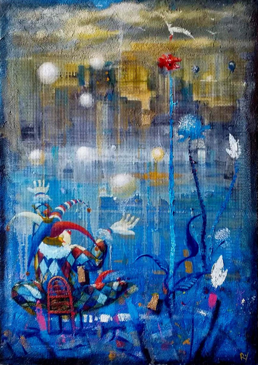 Surrealistic Portrait Oil Painting By Serhiy Roy, 17 X 23", Insinuation, Original Artwork