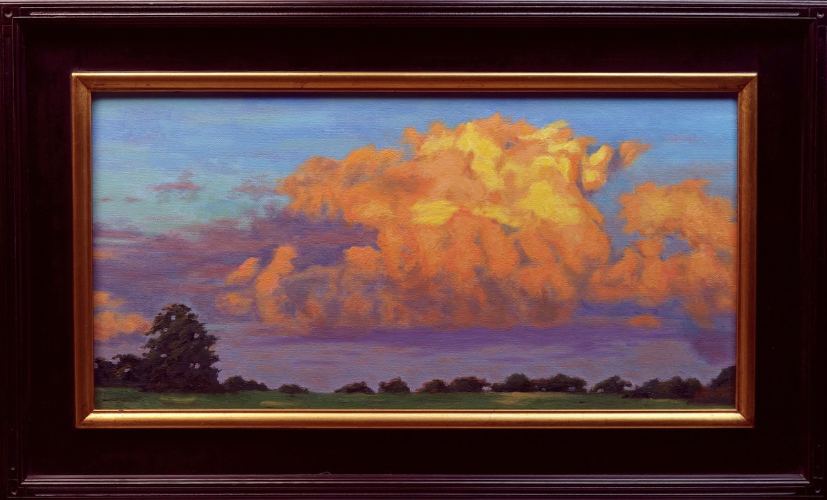 Impressionistic Landscape Oil Painting By Daniel Brian Fishback, 31 X 19, Sunset Walks, Original Artwork