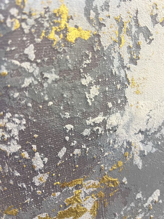 Large gray abstraction with gold.