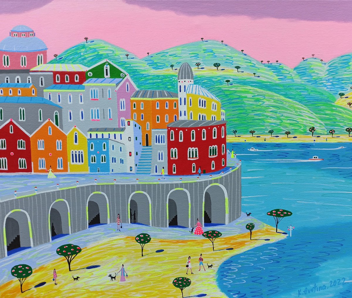 Impressionistic Landscape Acrylic Painting By Katrina Avotina, 24 X 20", I Found My Peace, Original Artwork