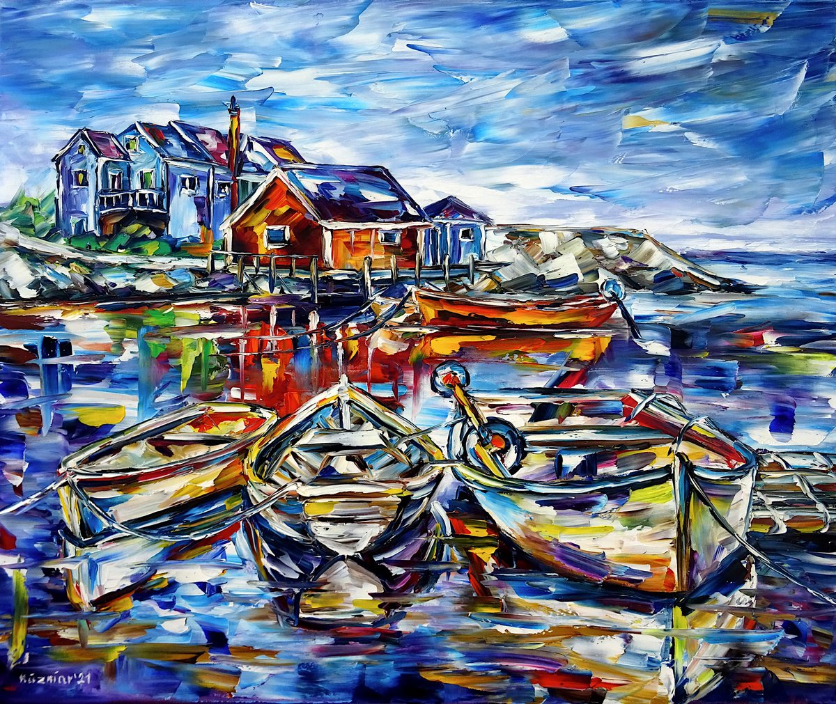 Expressive Oil Painting , The Boats Of Peggy