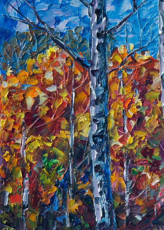 Aspen Country oil Painting with Palette Knife