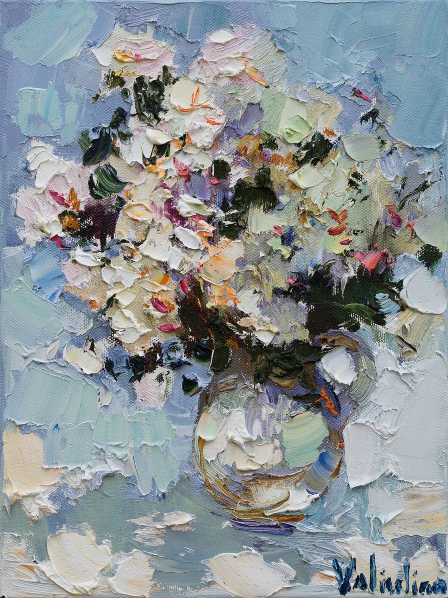 White roses Original Oil painting Oil painting by Anastasiia Valiulina ...