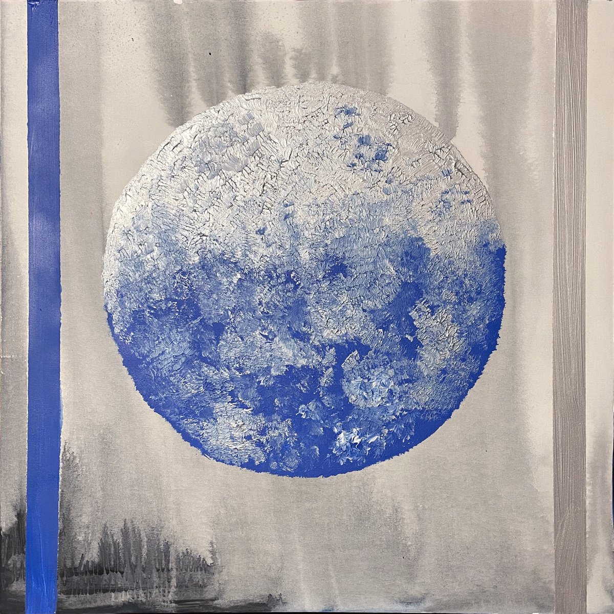 Geometric Abstract Acrylic Painting By Mattia Paoli, 39 X 39", Deep Dot Blue, Original Artwork