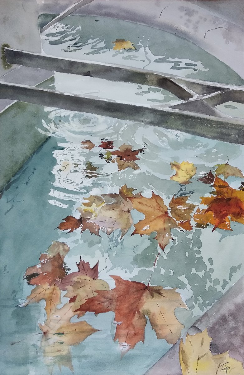 Impressionistic Landscape Watercolour By Ana Tyulpanova, 15 X 22, Indian Summer, Original Artwork