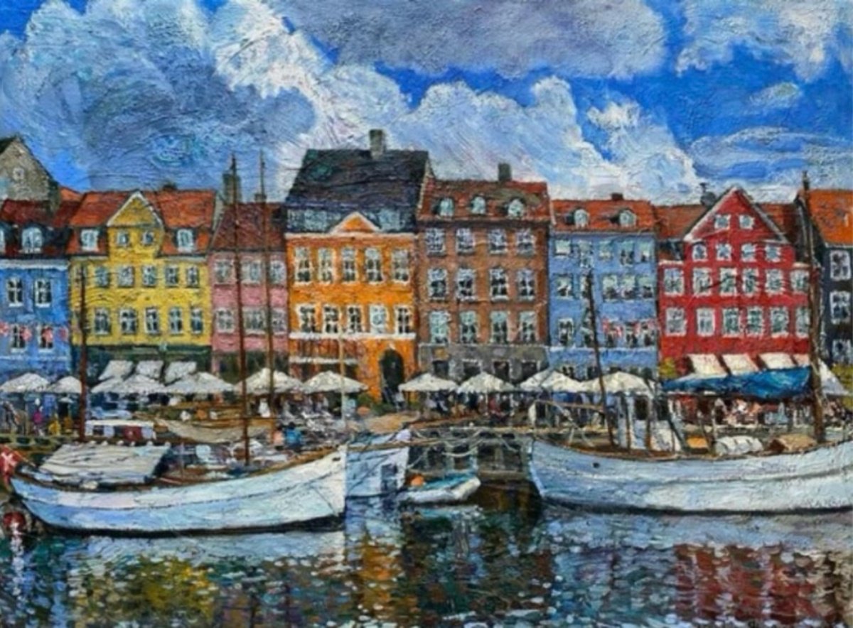 Clouds Over Nyhavn By Nadezda Stupina, 31 X 24, Artwork For Sale On Artfinder