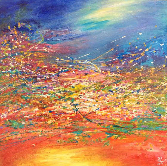 Abstract Floral Landscape at Sunset