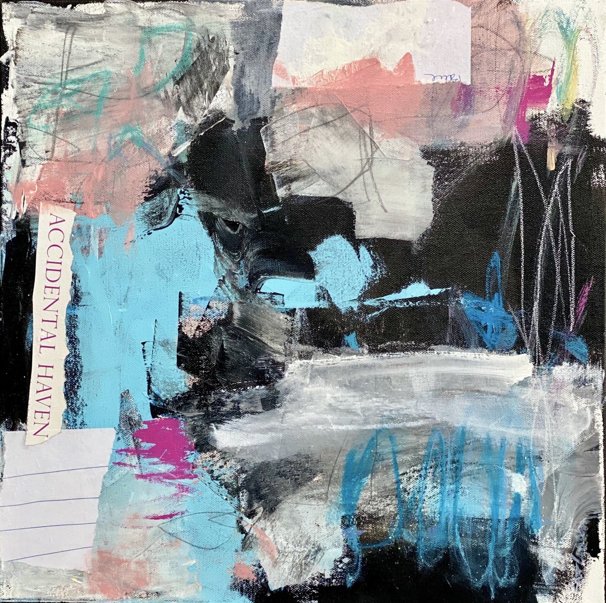 Organic Abstract Painting By Kat Crosby, 16 X 16", Accidental Haven, Original Artwork