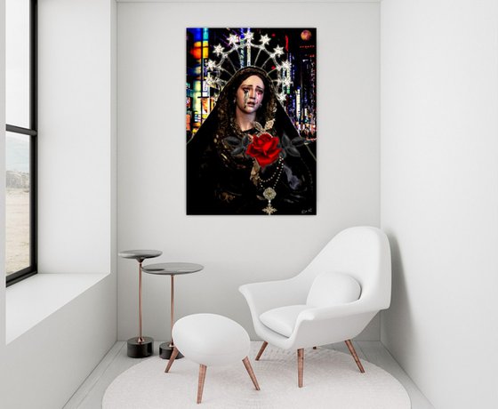 Gothic Madonna with Red Rose