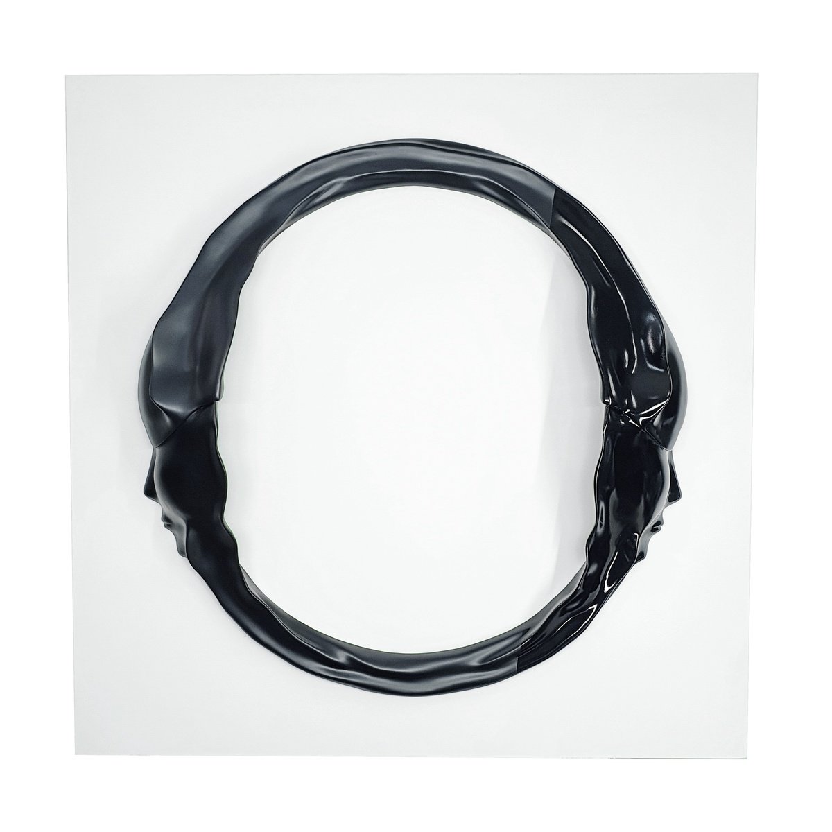 Surrealistic Portrait Sculpture By Aboud Fares, 39 X 39, First Confrontation, Original Artwork