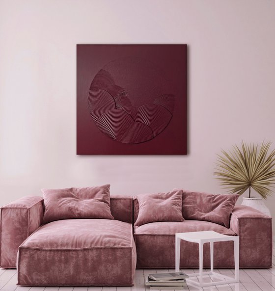 "Burgundy Waves" Abstract burgundy art