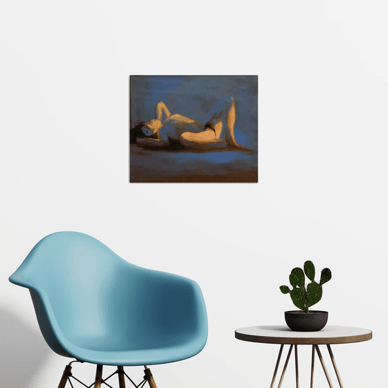 Nude in Blue, oil on canvas, 46x55 cm