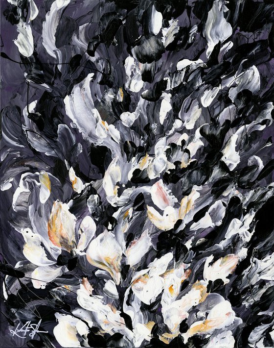 Midnight Blooms 3 - Abstract Floral Painting  by Kathy Morton Stanion