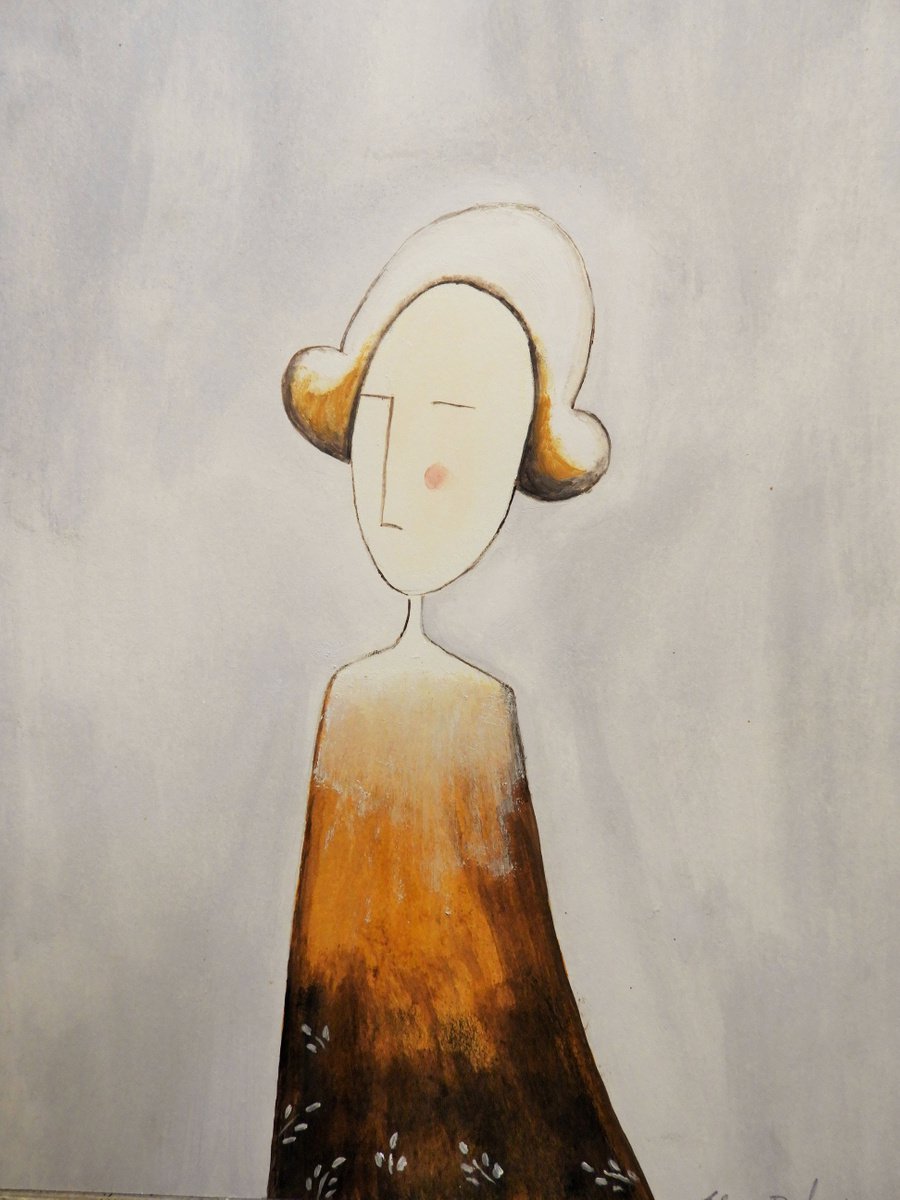 Autumnal woman - oil on paper by Silvia Beneforti