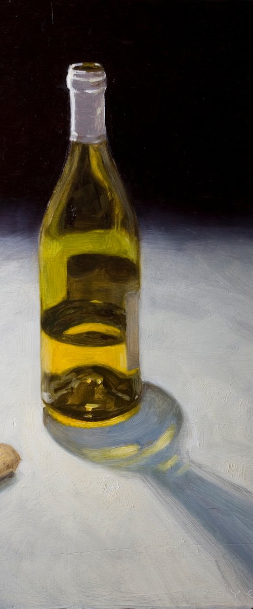 gift for drink lovers: still life of a bottle of french wine on light background by Olivier Payeur