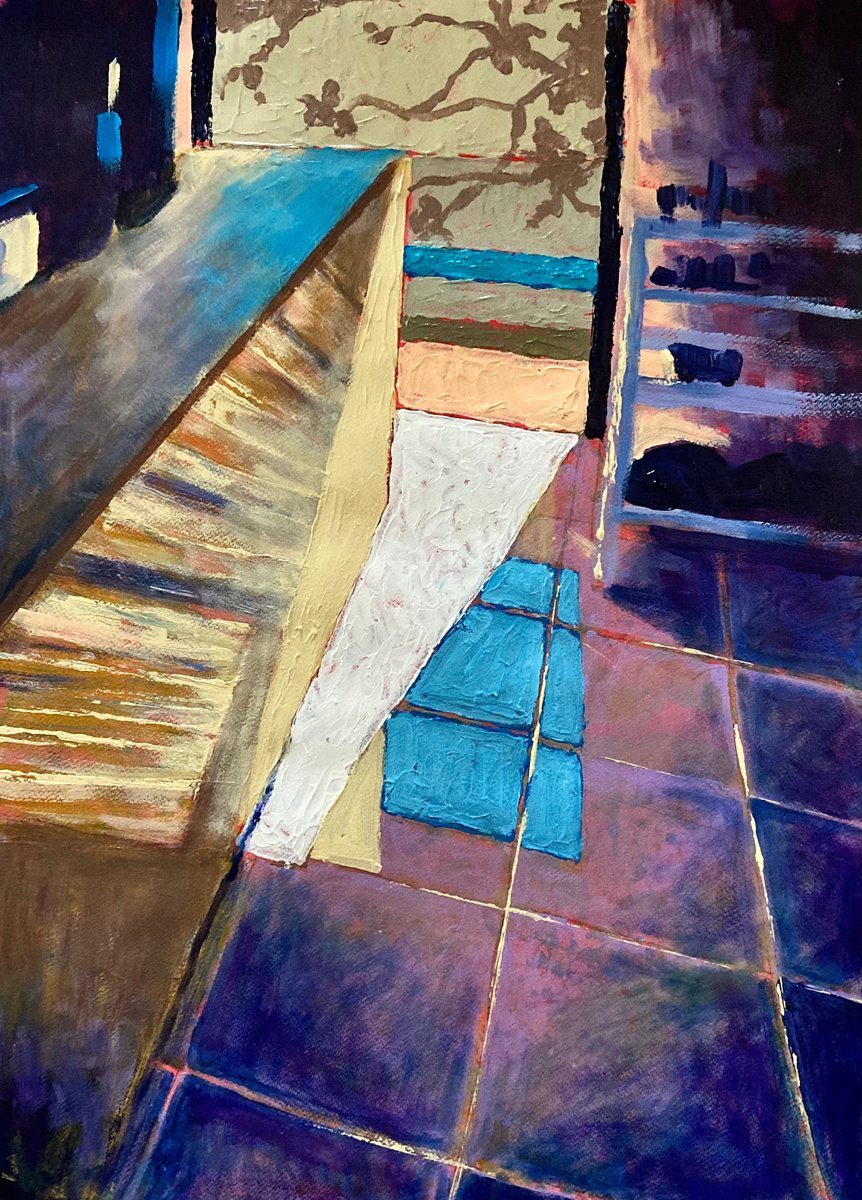 Impressionistic Still Life Acrylic Painting By John Cottee, 22 X 30, Kitchen Geometry, Original Artwork