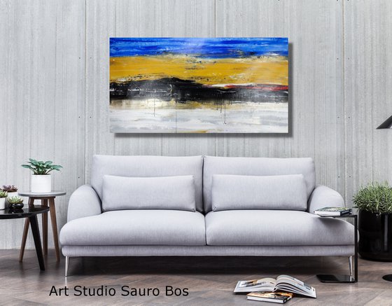 horizontal abstract/abstract landscape/original painting/oversized paintings/horizontal abstract painting size- 150x80 cm  title c730