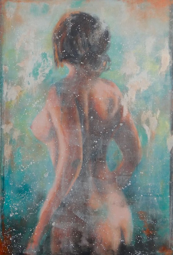 nude in petrols (120 x 80 cm)