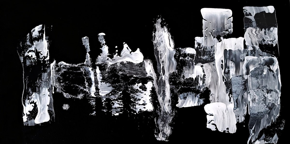 Expressive Abstract Acrylic Painting By Newel Hunter, 24 X 12", Along The Way, Original Artwork