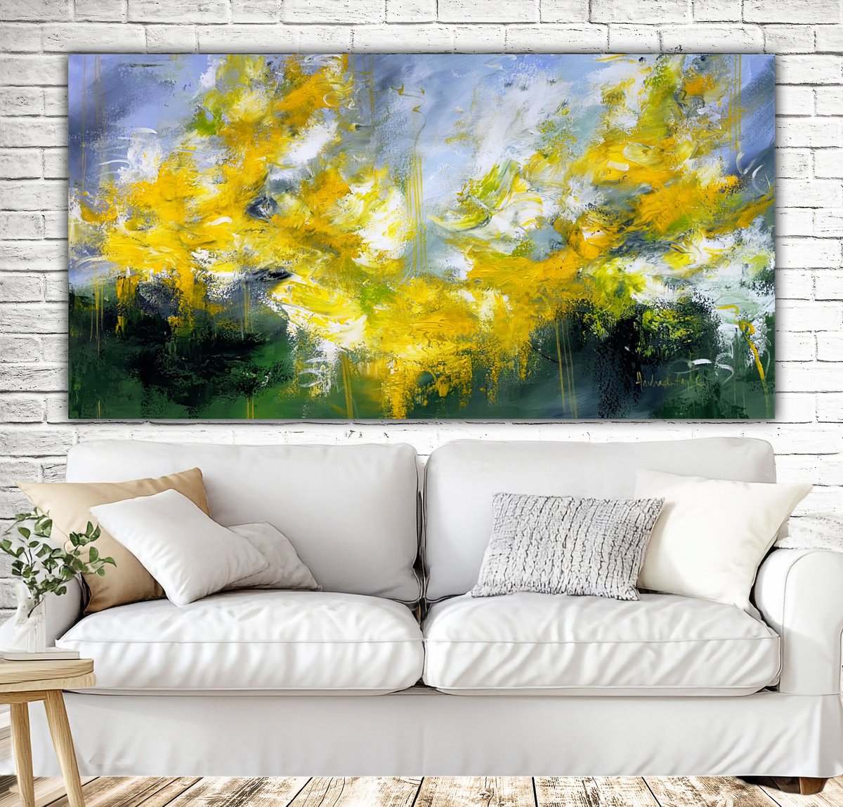 Abstract Acrylic Painting By Andrada Anghel, 60 X 30, Sunlit Breeze, Original Artwork