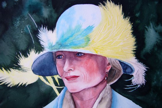 Society lady, watercolor portrait
