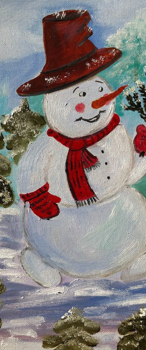 Snowman walking by Inna Montano