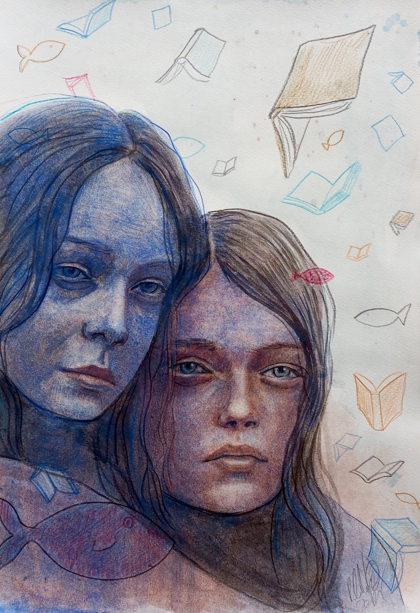 Surrealistic Pastel Drawing , Readers By Paolo Beneforti, 10 X 15, Artwork For Sale On Artfinder