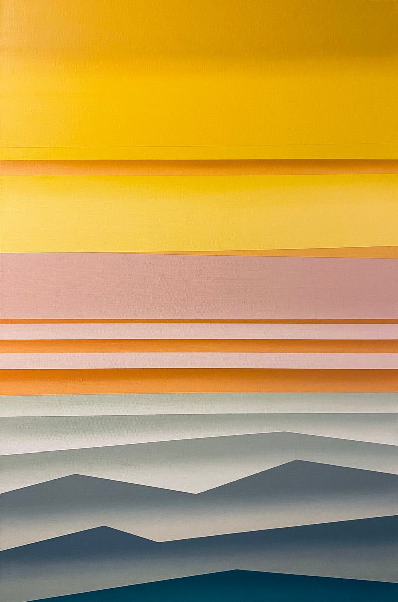 Geometric Abstract Acrylic Painting By Shushanik Karapetyan, 24 X 36", Serenity, Original Artwork