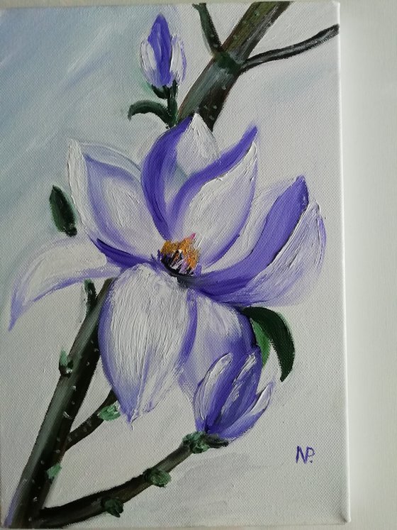 Magnolia, original flower oil painting, gift idea, art for home