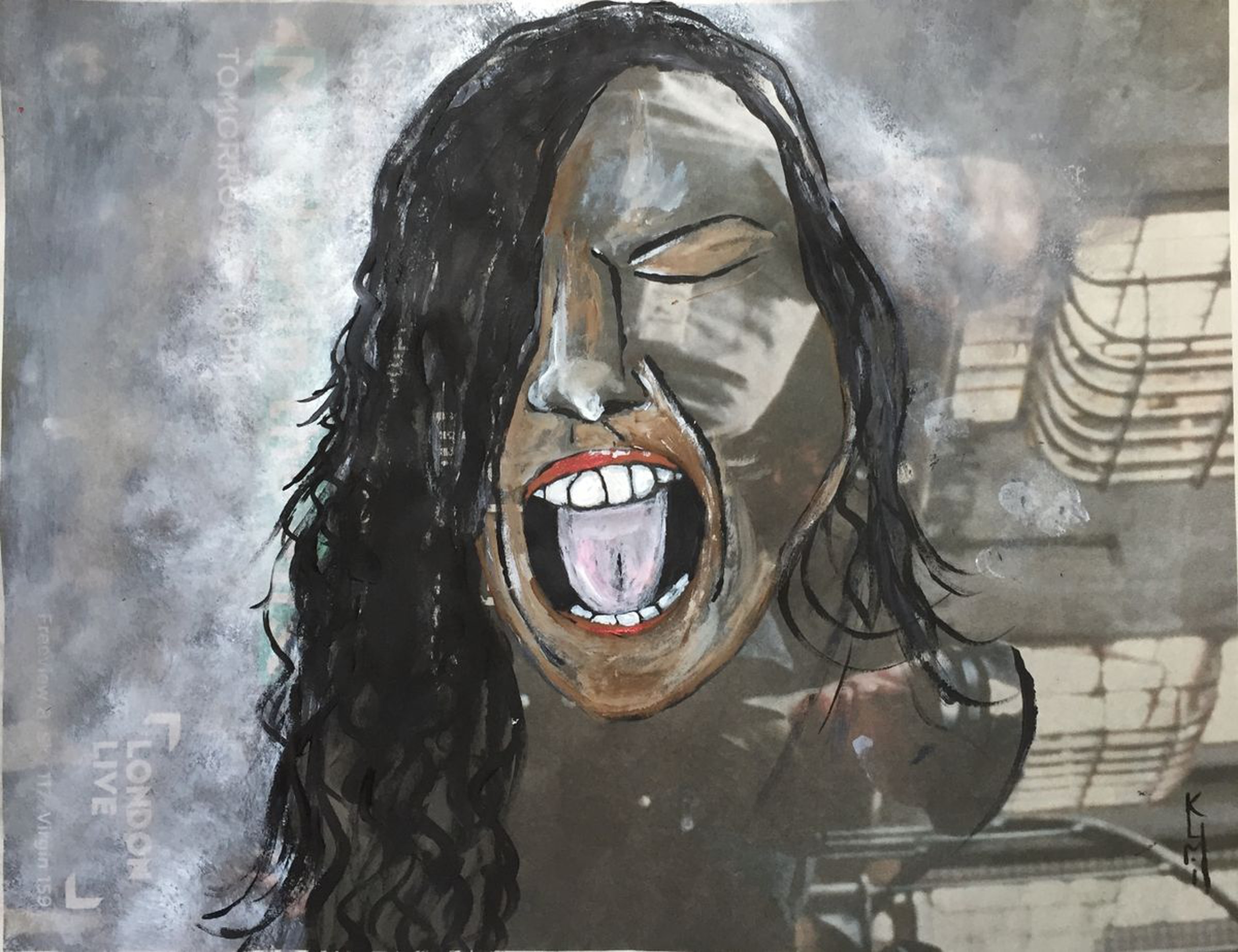 Turmoil People Art Acrylic On Newspaper Portrait Artfinder