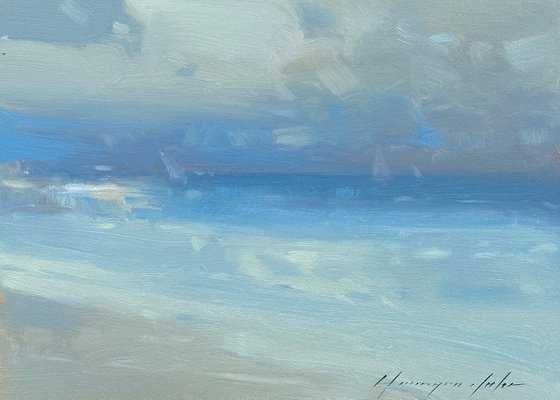 Ocean View, Original oil painting, Handmade artwork, One of a kind