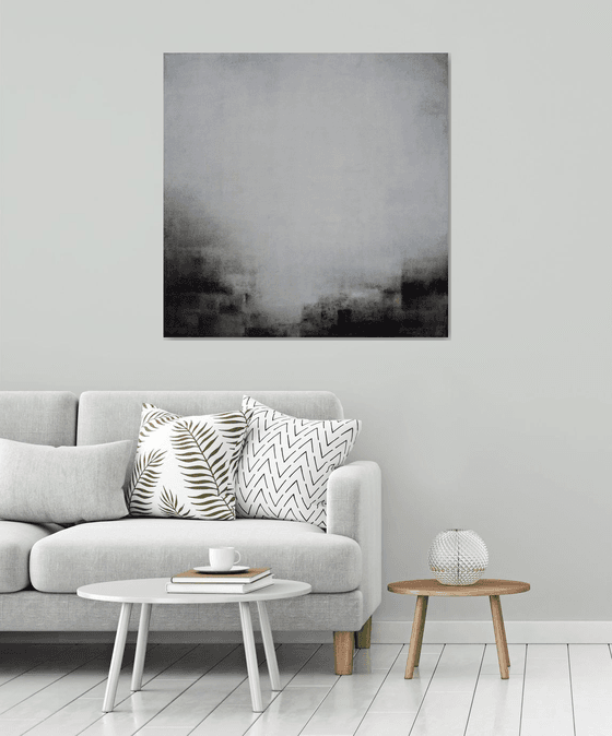 Retro Story, 100x100 см, black and white abstract painting