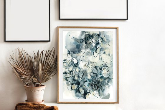 Abstract Botanical in Teal