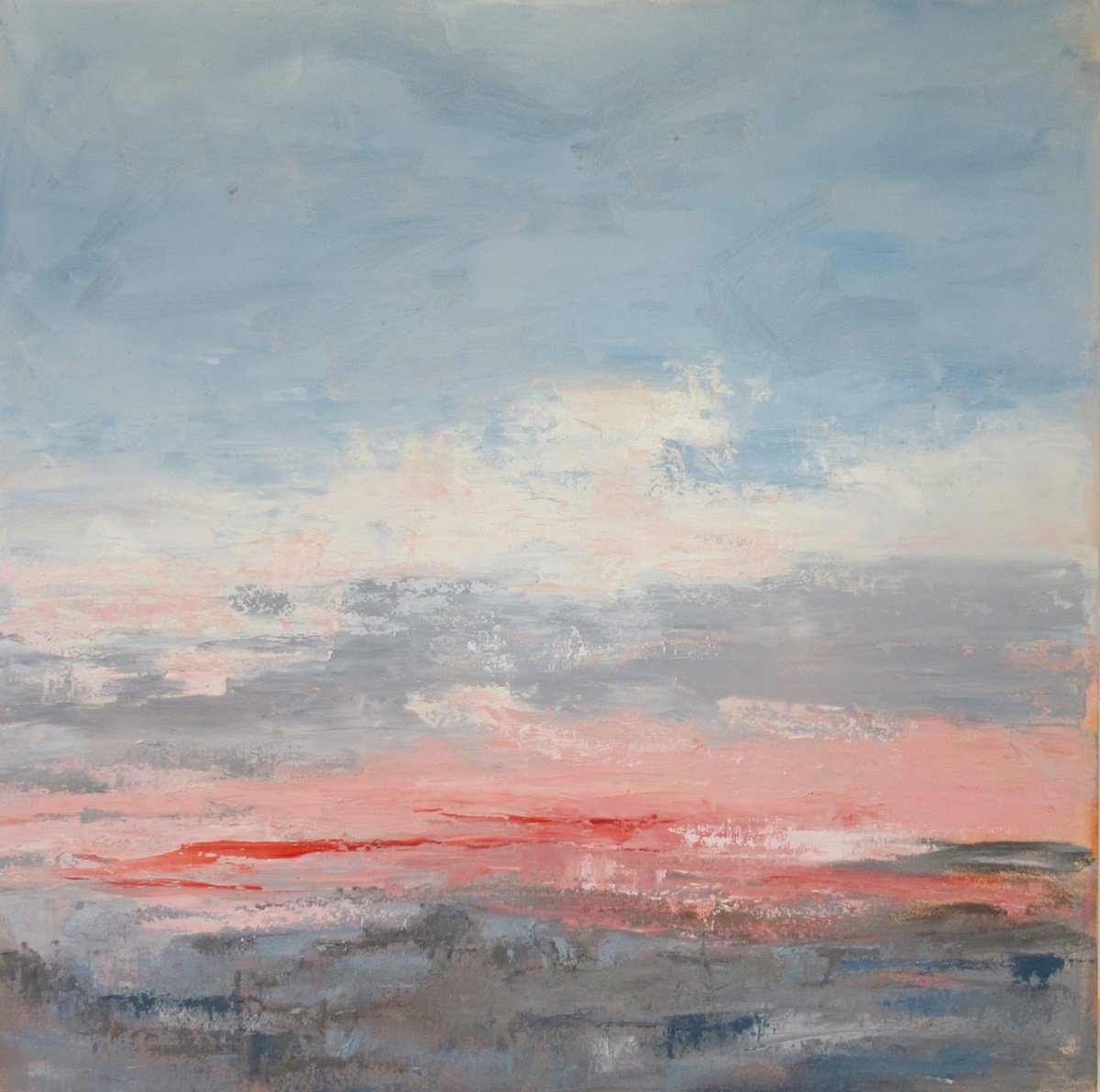 Expressive Landscape Oil Painting By Sherry Edmondson, 31 X 31", Stillness, Original Artwork