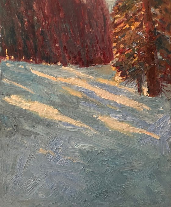 Christmas snow landscape oil painting