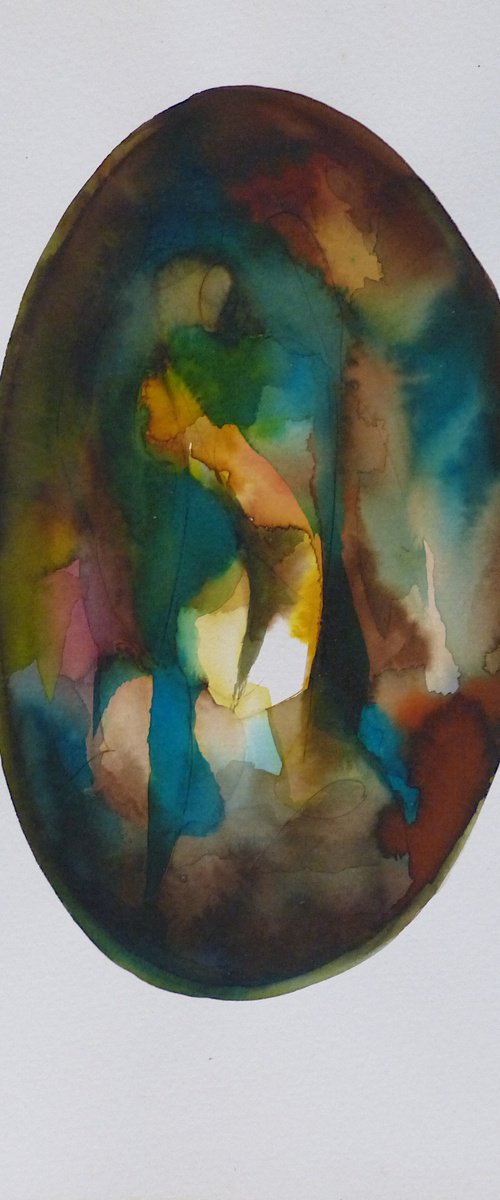 The stained glass oval, 24x32 cm by Frederic Belaubre