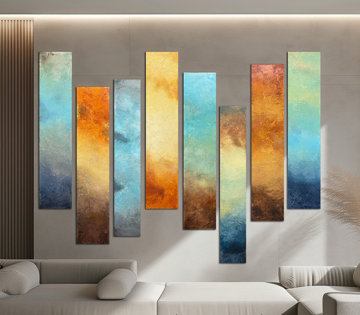 Abstract Painting By Andrada Anghel, 76 X 48, Pillars Of Colors - Landscapes, Original Artwork