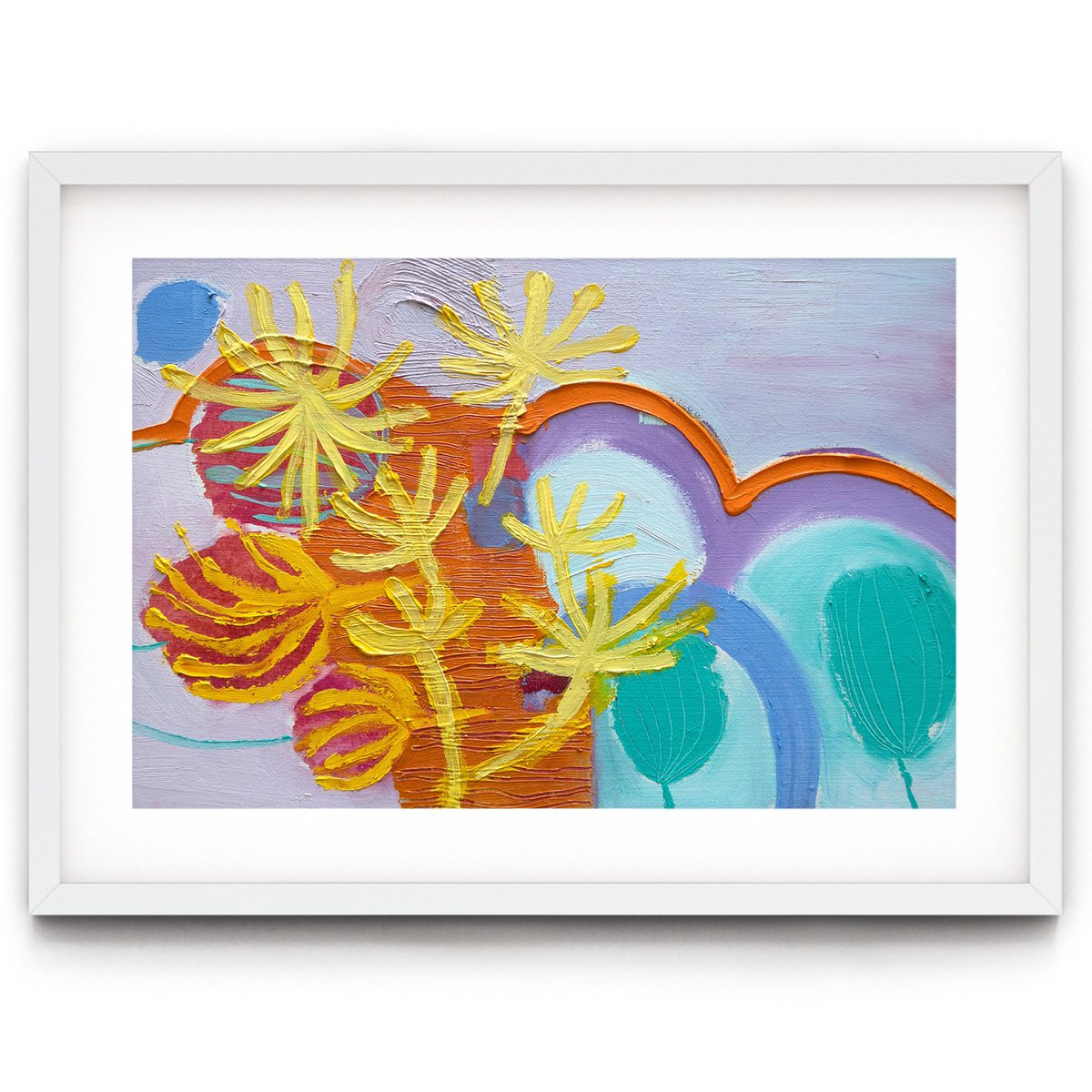 Expressive Abstract Oil Painting By Suzie Cumming, 12 X 8", Yellow Cluster, Original Artwork