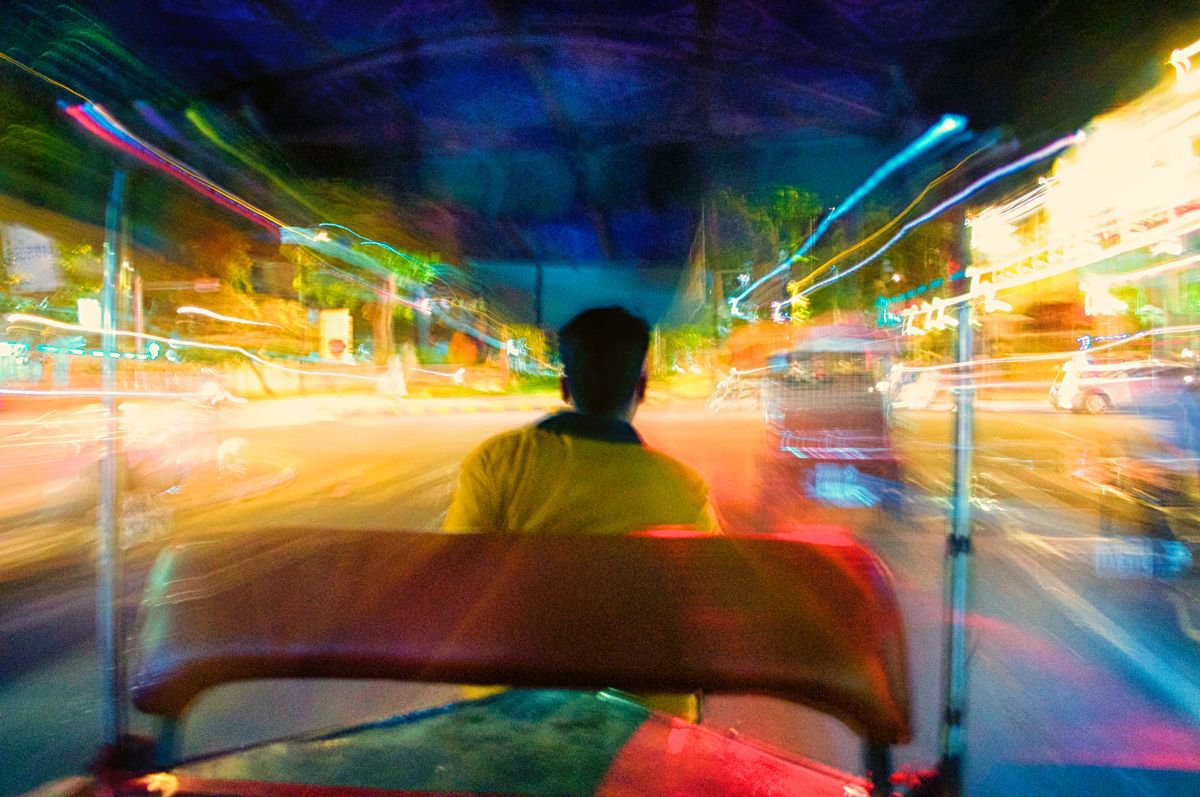 Expressive Portrait Photograph By Marc Ehrenbold, 40 X 30", Tuk Tuk Madness, Original Artwork