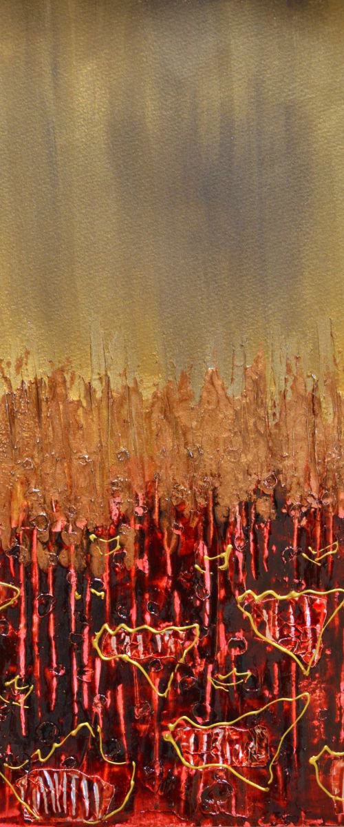 Poppies amidst golden sky by Swapna Namboodiri