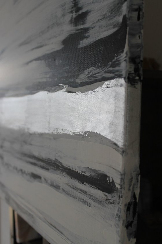 Black white and foil painting