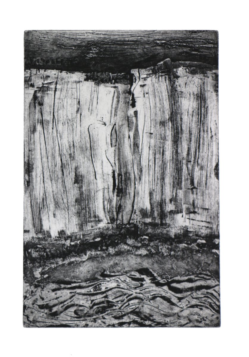 Heike Roesel Sea, Beach, Cliffs fine art etching in edition of 10 by Heike Roesel