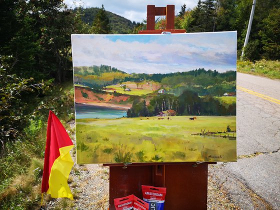 Farm by the shore, Plein Air (16×20")