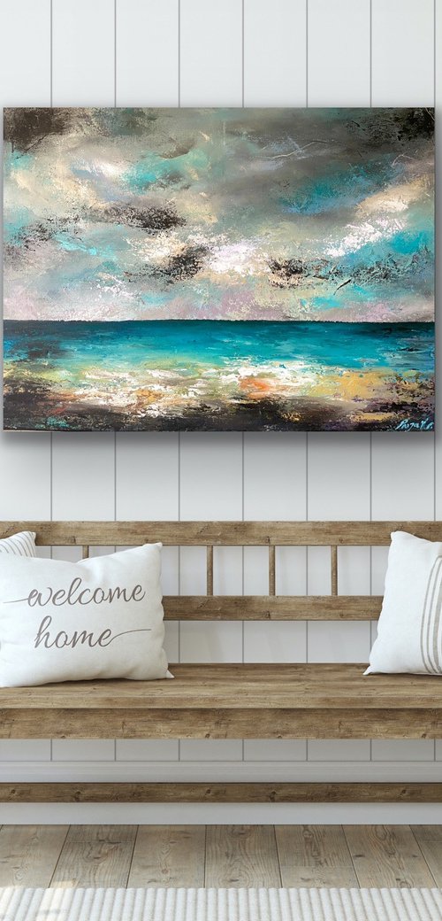 Light at the end of the tunnel 1 - Landscape Painting by Pooja Verma
