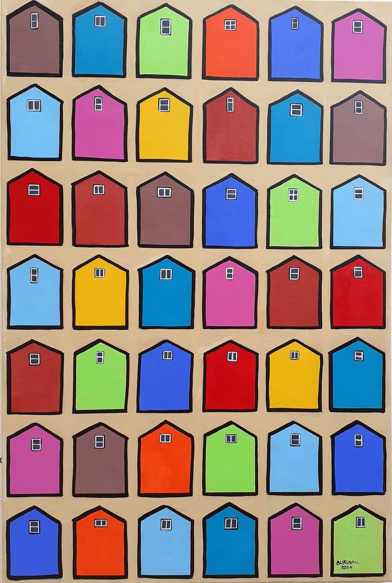 Naive Abstract Acrylic Painting By Paul Bursnall, 24 X 36", Life, The Universe, Original Artwork