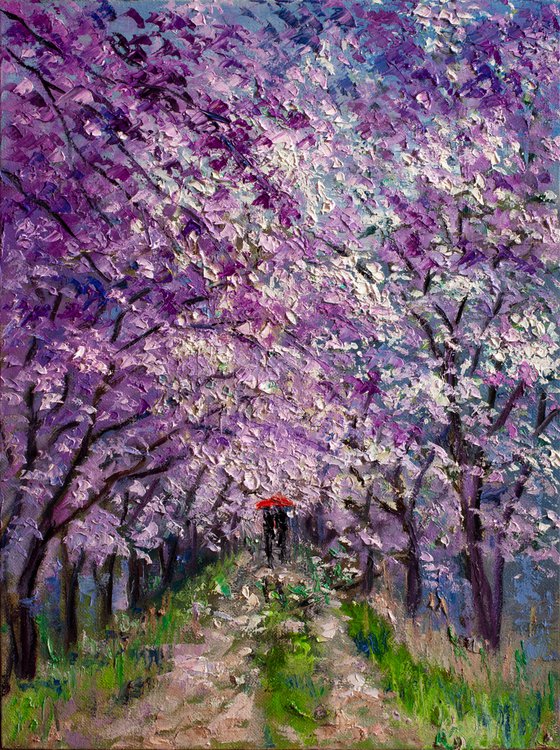 "Walk in the park", spring landscape, sakura