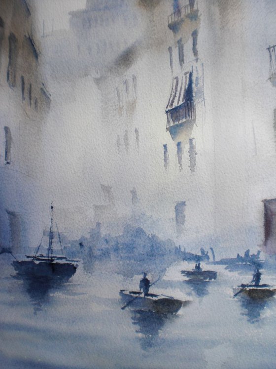 boats in the mist