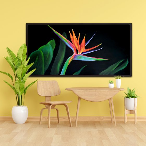 Bird of Paradise Colorful Oil Painting