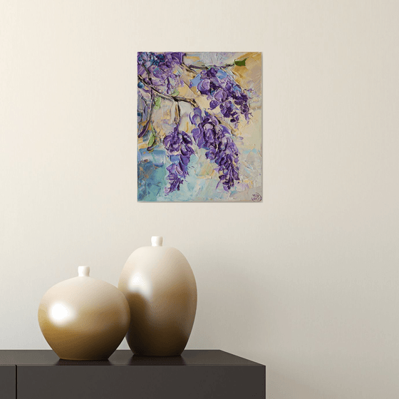 Wisteria Floral Oil Painting