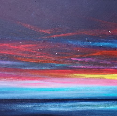 Deep Embers - seascape, emotional, panoramic by Mel Graham